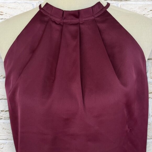 Ann Taylor Pleated Burgundy Sleeveless Tank Top Sz Small - Satin Material - Picture 3 of 3